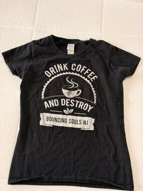 Black Bouncing Souls NJ Tee with Coffee Design